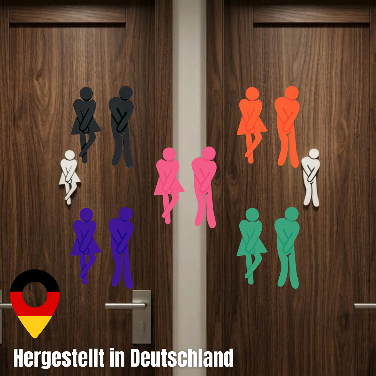 WC-Türschild-Set Dame & Herr – 8 Farben